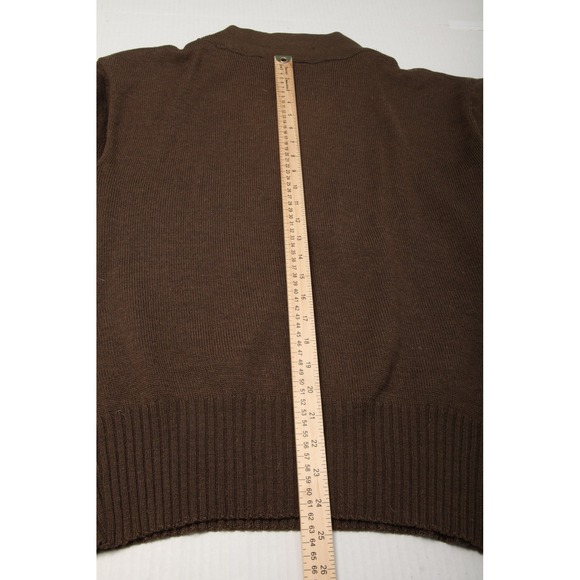 Vintage USGI Military Sweater Mens Large Brown 100% Wool Henley Pullover 90s - Picture 7 of 9